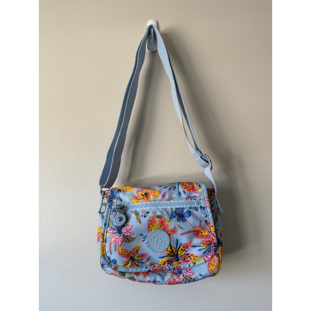Kipling Light Blue Tropical Floral Crossbody